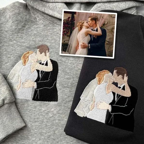 Forlovever Custom Embroidered Portrait from Photo Sweatshirt