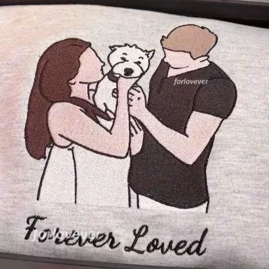 Forlovever Custom Christmas Photo Silhouette Embroidered T-Shirt Sweatshirt Hoodie