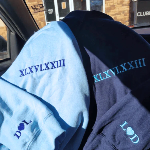 Personalized Anniversary Gifts for Couples, Custom Embroidered Sweatshirt/Hoodie Matching Wedding 1 - 50 Year for Him Her