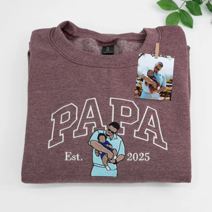 Custom Embroidered Dad Sweatshirt with Photo,Gift for Dad from Mom