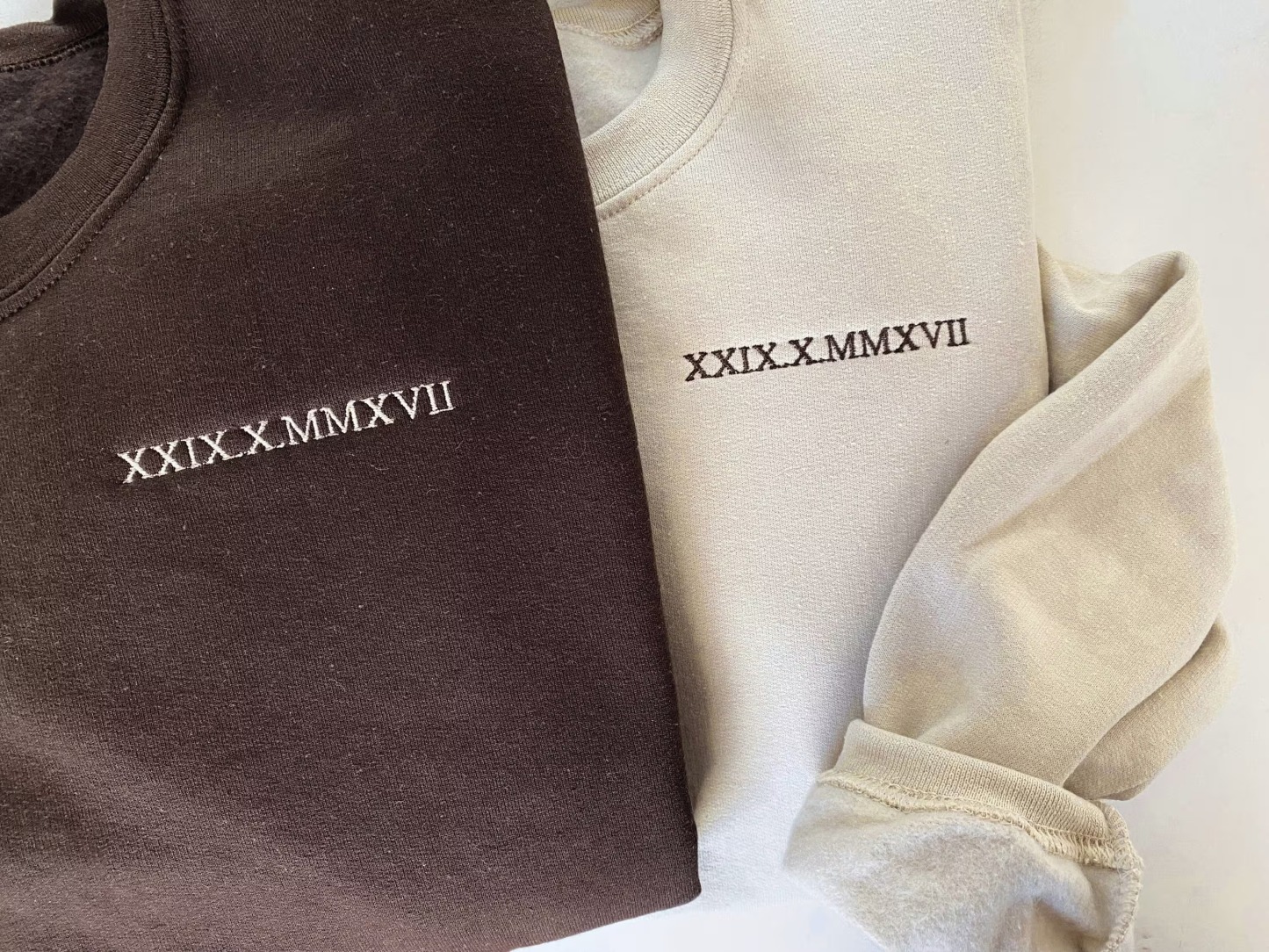 Custom Embroidered Roman Numeral Sweatshirt Matching Wedding Year for Him Her