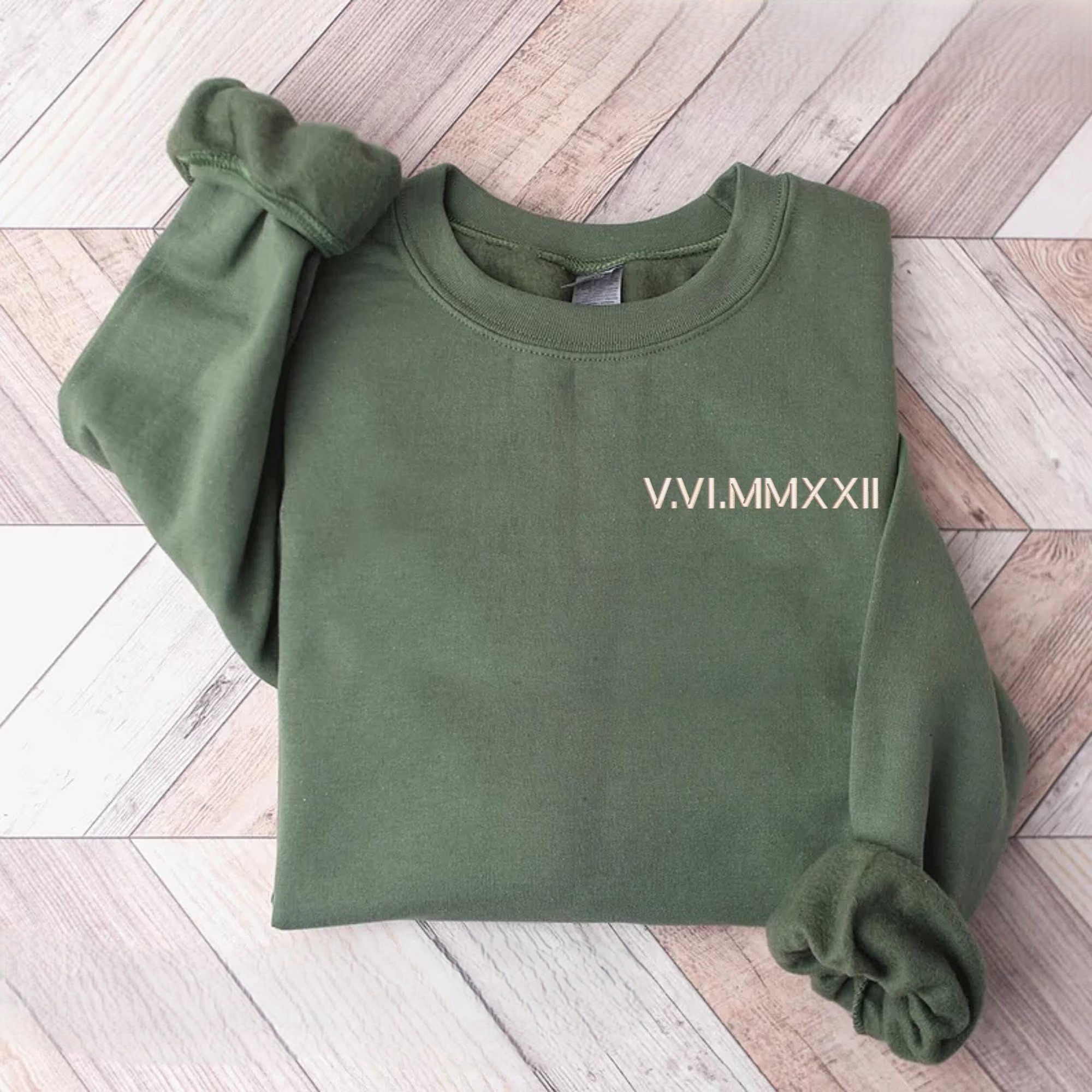 Custom Embroidered Roman Numeral Sweatshirt Matching Wedding Year for Him Her