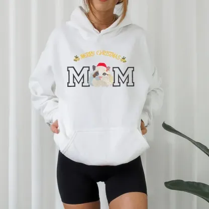 Custom Christmas Pet Face Embroidered Sweatshirt Hoodie For Dog Mom and Dog Dad-forlovever