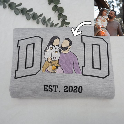 Custom Photo Embroidered Sweatshirt & T-Shirt for DAD PAPA