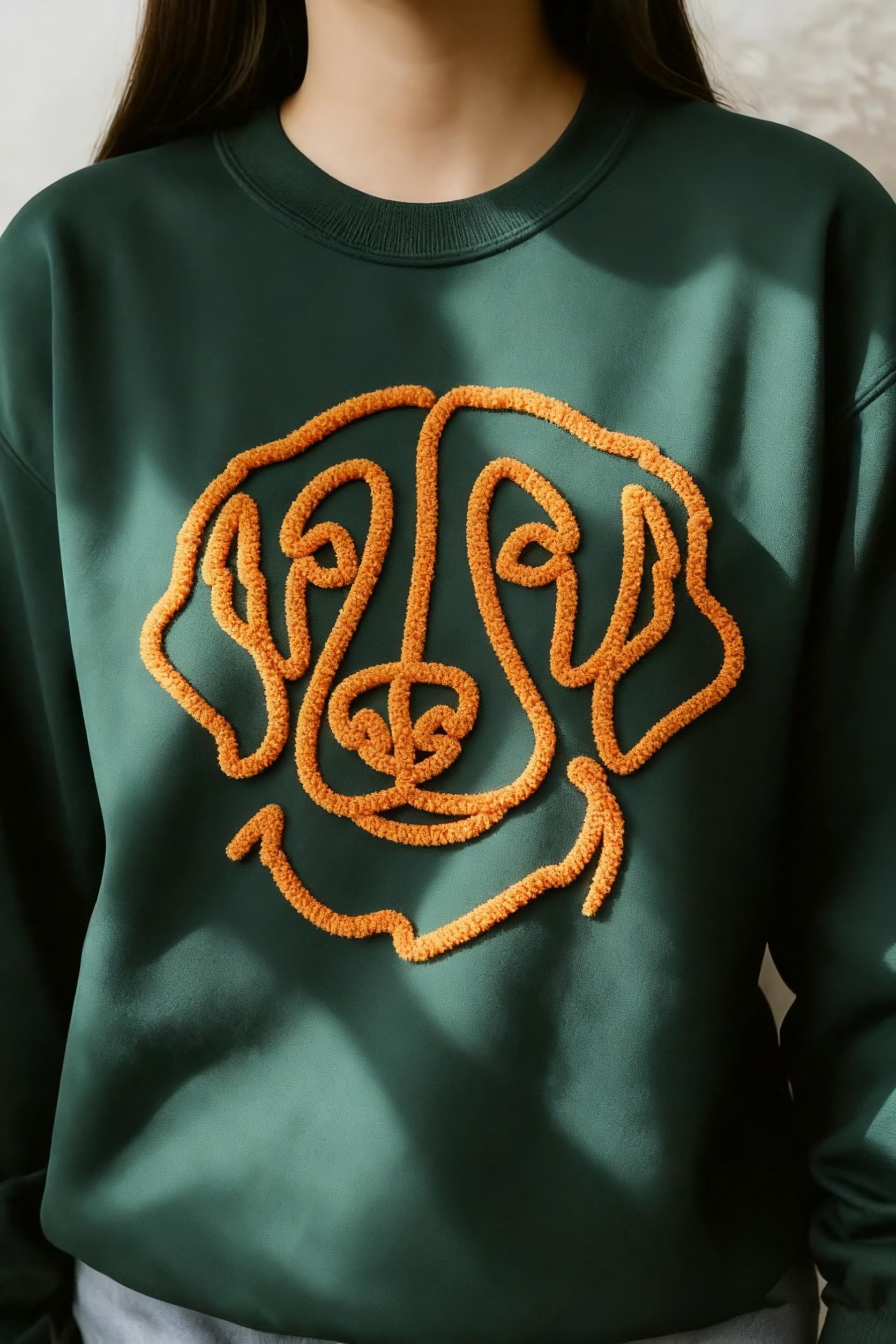 Custom Chenille Yarn Embroidered Pet Portrait Sweatshirt