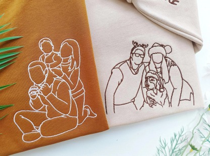 Forlovever Custom Christmas Photo Silhouette Embroidered T-Shirt Sweatshirt Hoodie