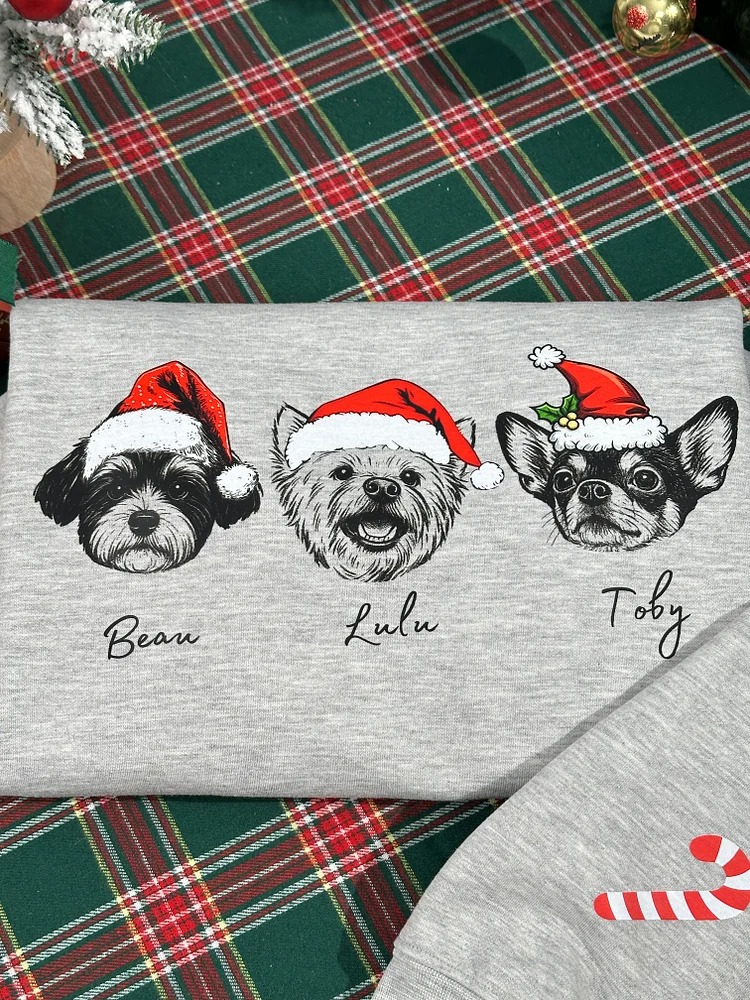 Custom Dog/Cat Santa Hat Graphic Crewneck Sweatshirt Hoodie