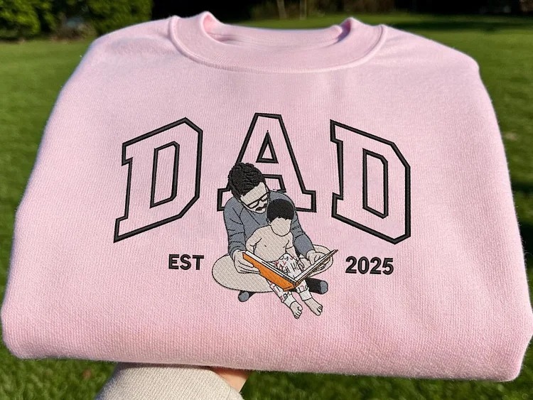 Custom Embroidered Dad Sweatshirt with Photo,Gift for Dad from Mom