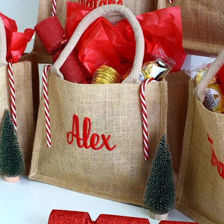 Personalised Luxury Embroidered Christmas Gift Party Bag