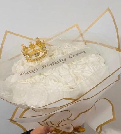 White Glitter Rose Bouquet-Couple Glitter Everlasting Rose Bouquet (Never Wither)