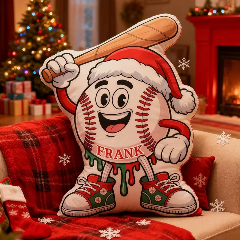 Custom Christmas Baseball Pillow With Custom Name Design