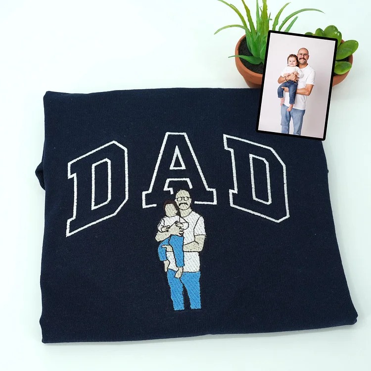 Custom Embroidered Dad Sweatshirt with Photo,Gift for Dad from Mom