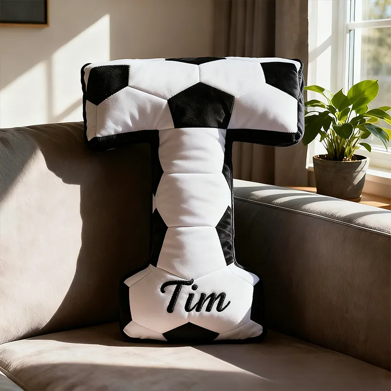 Custom Soccer Letter Pillow with Custom Name Design