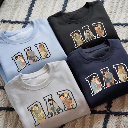 Custom Photo Portrait Embroidery Sweatshirt/T-shirt, Gift For Dad/Mom/Family