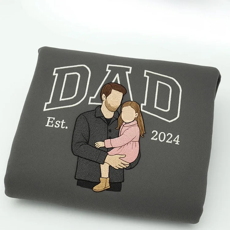 Custom Embroidered Dad Sweatshirt with Photo,Gift for Dad from Mom