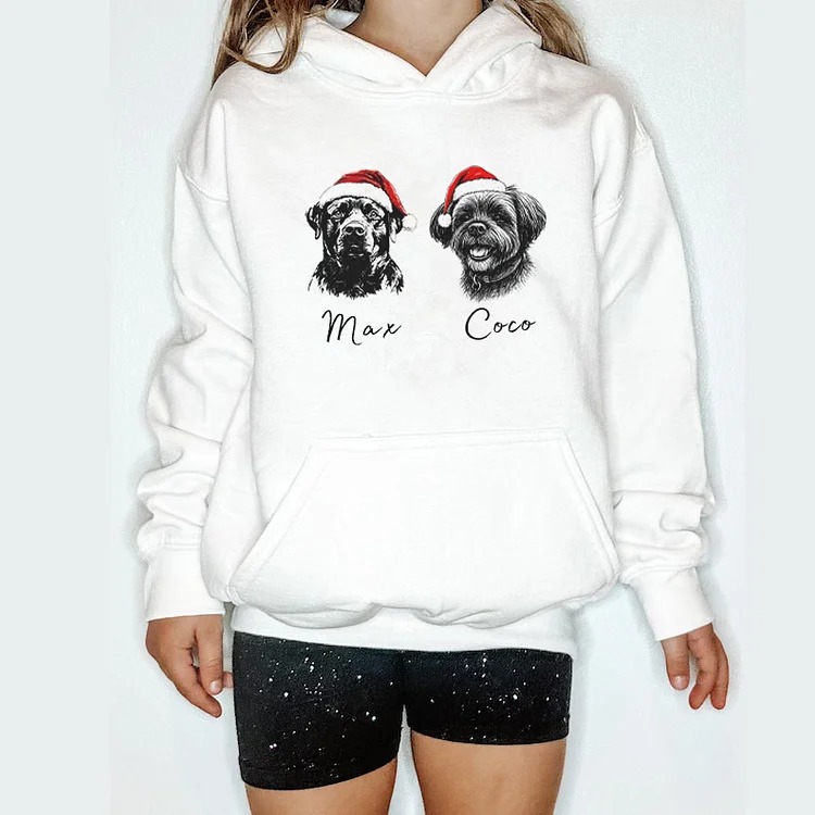 Custom Dog/Cat Santa Hat Graphic Crewneck Sweatshirt Hoodie