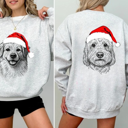Custom Dog/Cat Santa Hat Graphic Crewneck Sweatshirt Hoodie