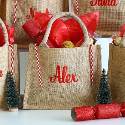 Personalised Luxury Embroidered Christmas Gift Party Bag