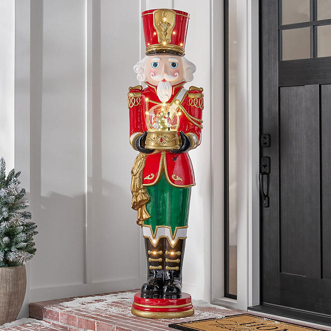 💥Last Day Clearance🎄Methtmber's Mathtrk 6' Pre-Lit Musical Grand Nutcracker with Snowglobe