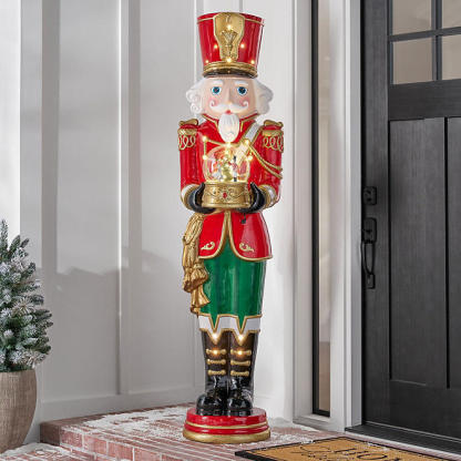 💥Last Day Clearance🎄Methtmber's Mathtrk 6' Pre-Lit Musical Grand Nutcracker with Snowglobe