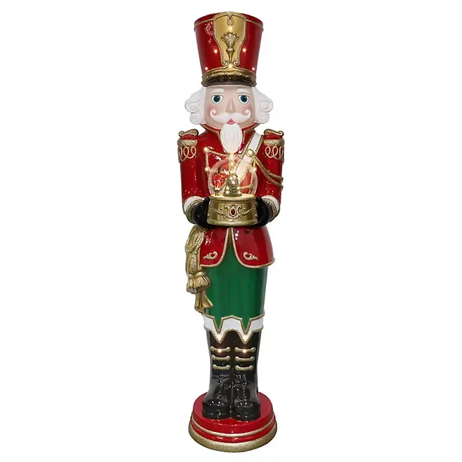💥Last Day Clearance🎄Methtmber's Mathtrk 6' Pre-Lit Musical Grand Nutcracker with Snowglobe