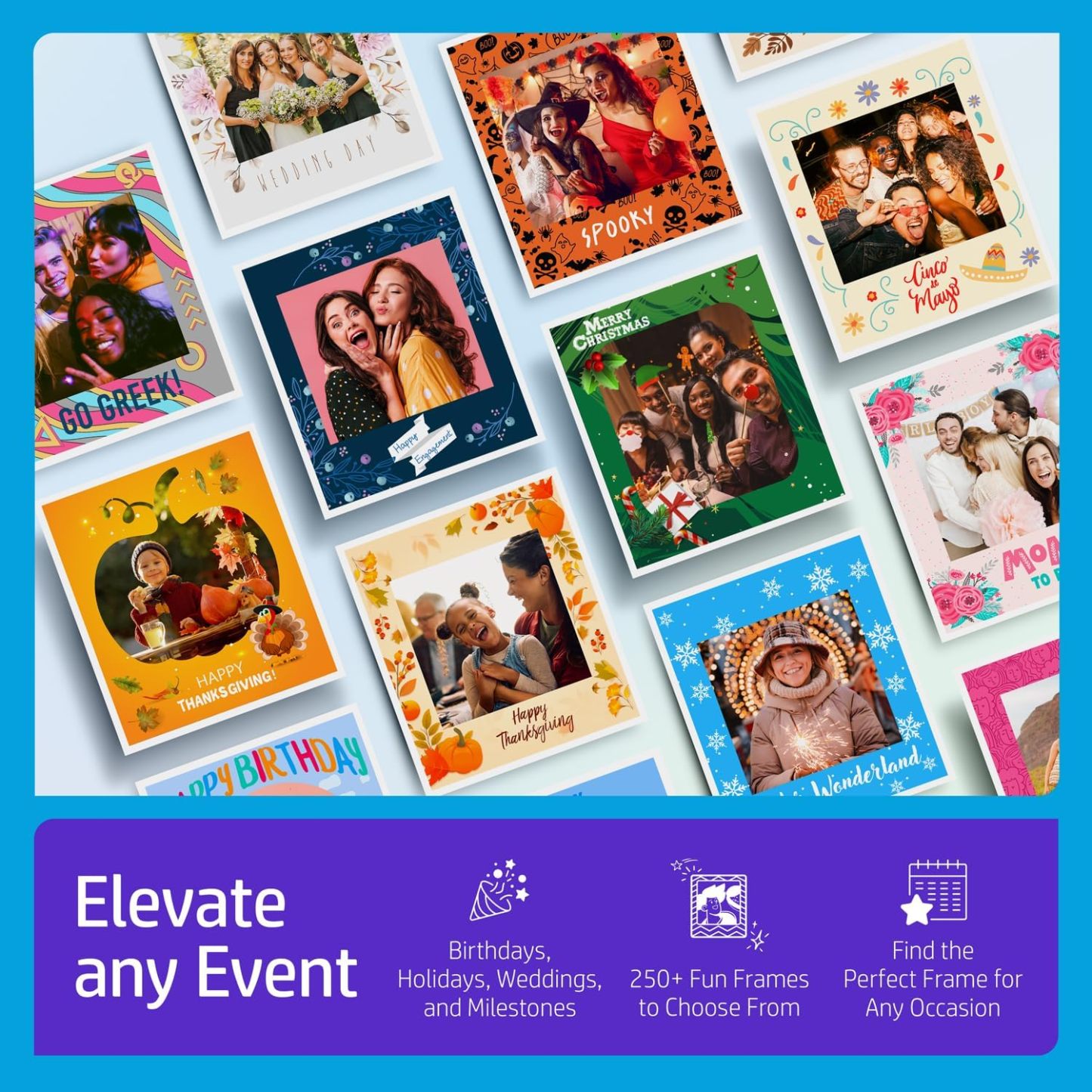 HP Sprocket Photobooth 3x4" Colour Photo Printer (White) – 250+ Frame, Zink Paper, WiFi, LED Ring Light, Touch Screen & Mobile App.