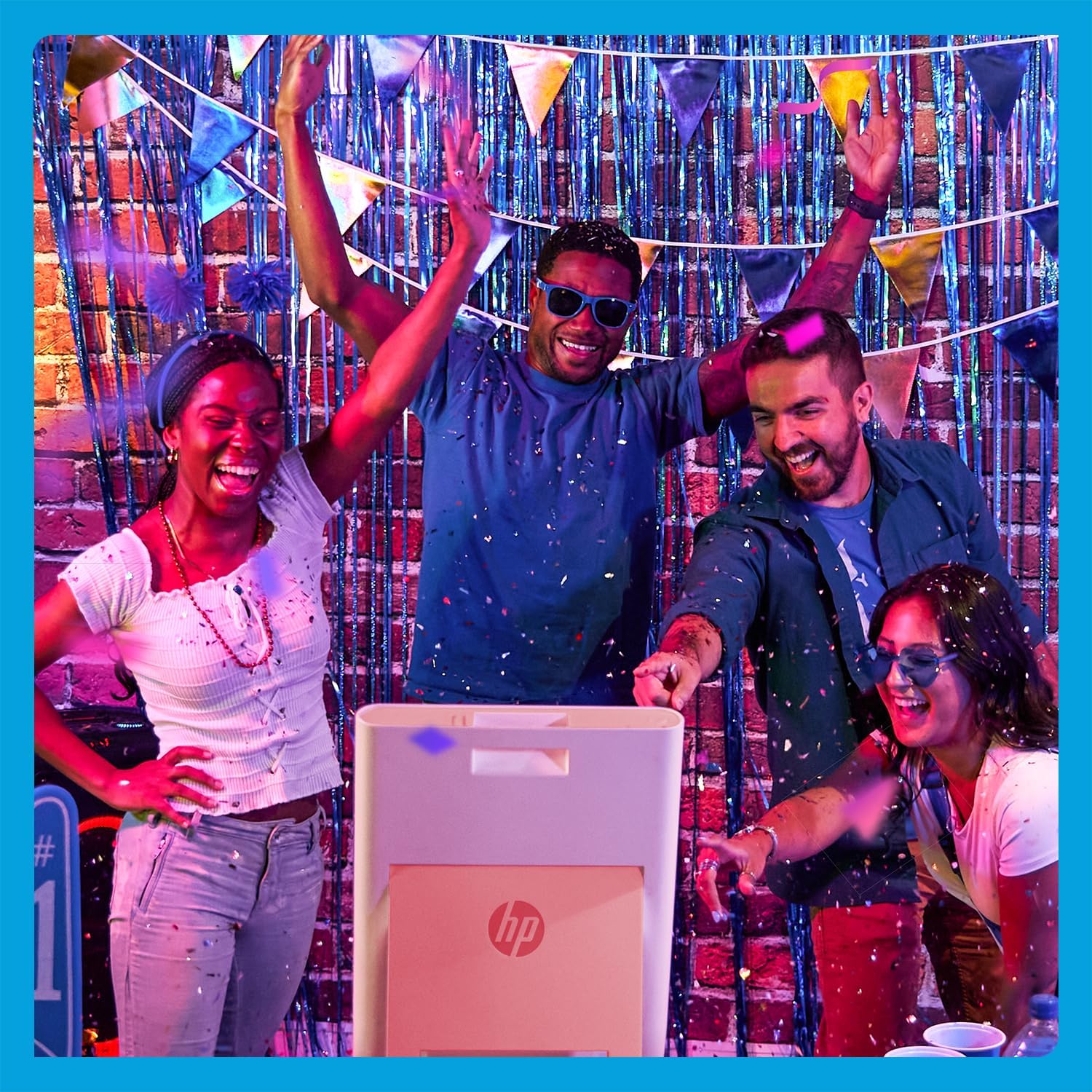 HP Sprocket Photobooth 3x4" Colour Photo Printer (White) – 250+ Frame, Zink Paper, WiFi, LED Ring Light, Touch Screen & Mobile App.