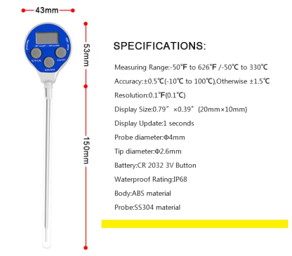 IP68 Waterproof Digital Thermometer
