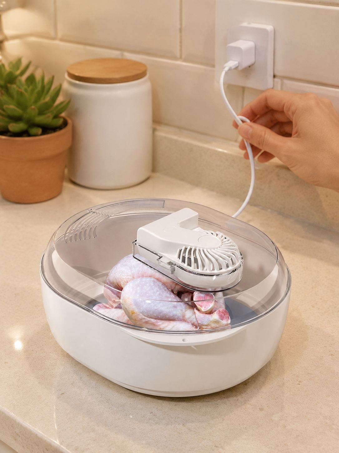 Modern design of 6-in-1 food thawing device