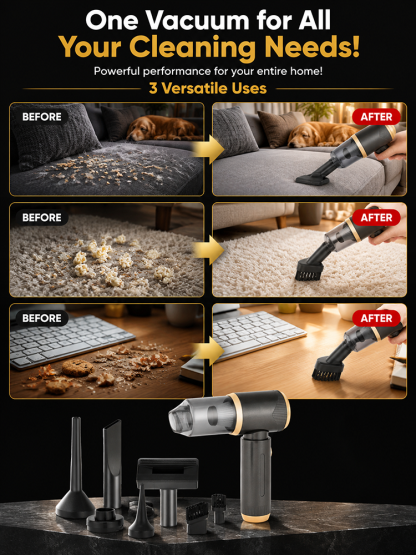 [7-in-1 All-Rounder] Car Vacuum Cleaner with Blowing and Suction Functions