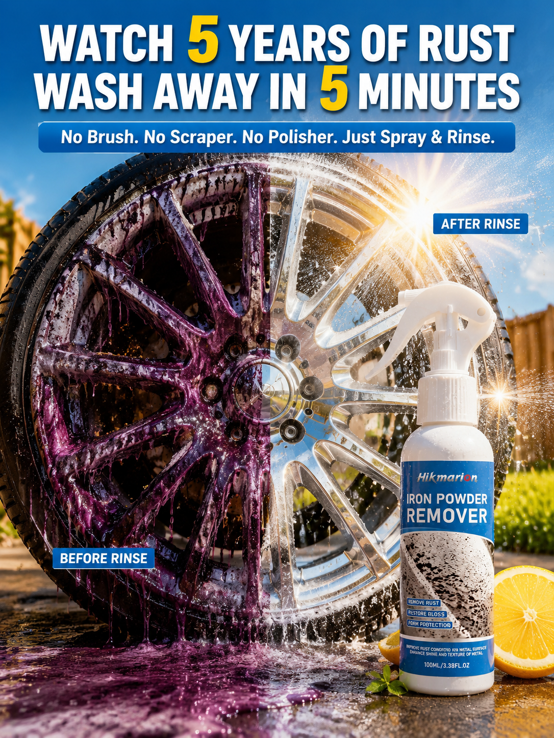 3-Second Rust Remover Spray, 50-Year Anti-Rust, Non-Toxic No Scrubbing