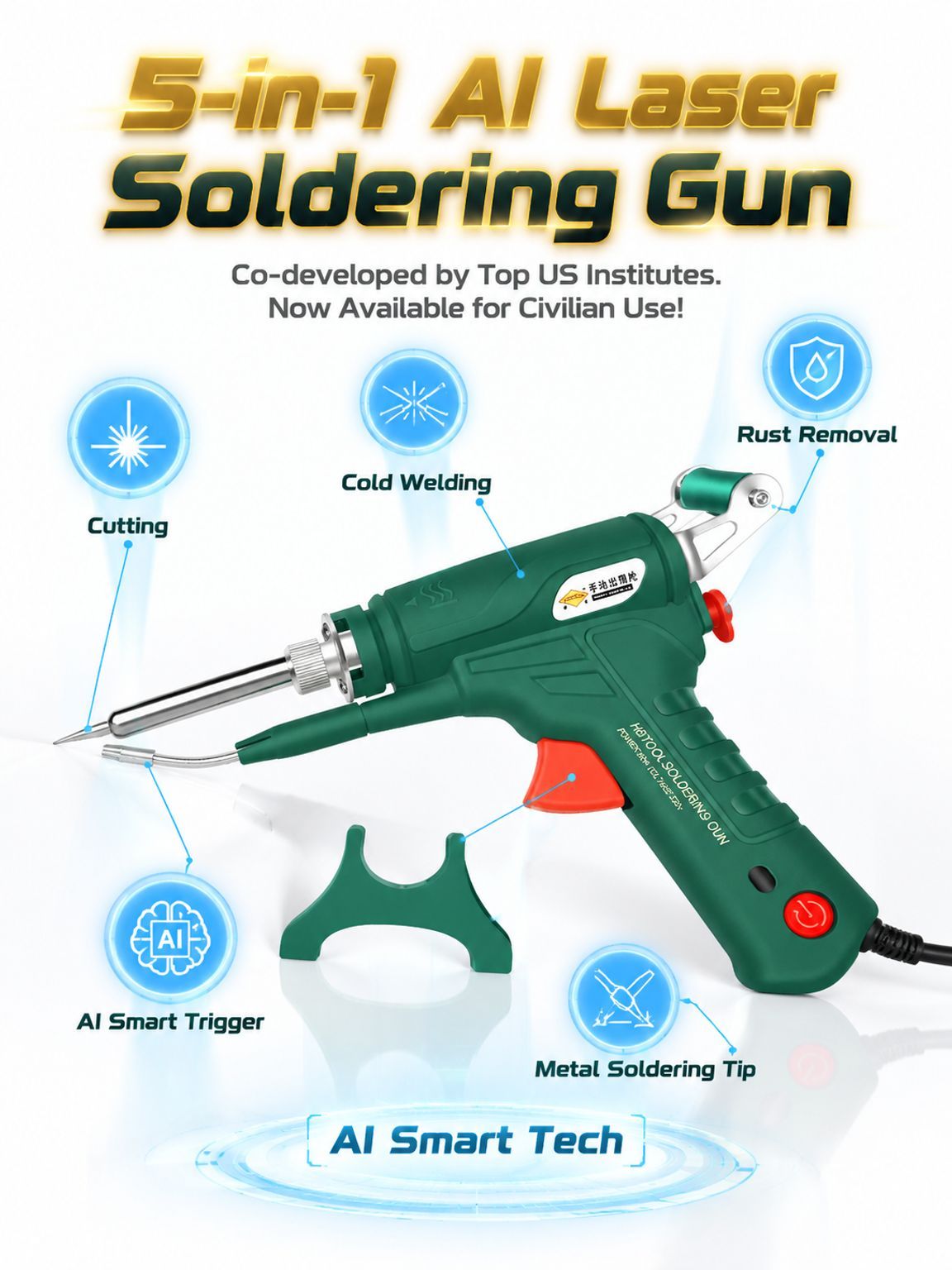 Portable 5-in-1 AI Laser Welding Gun: 3s Cutting, 5s Repair, 10s Rust Removal！