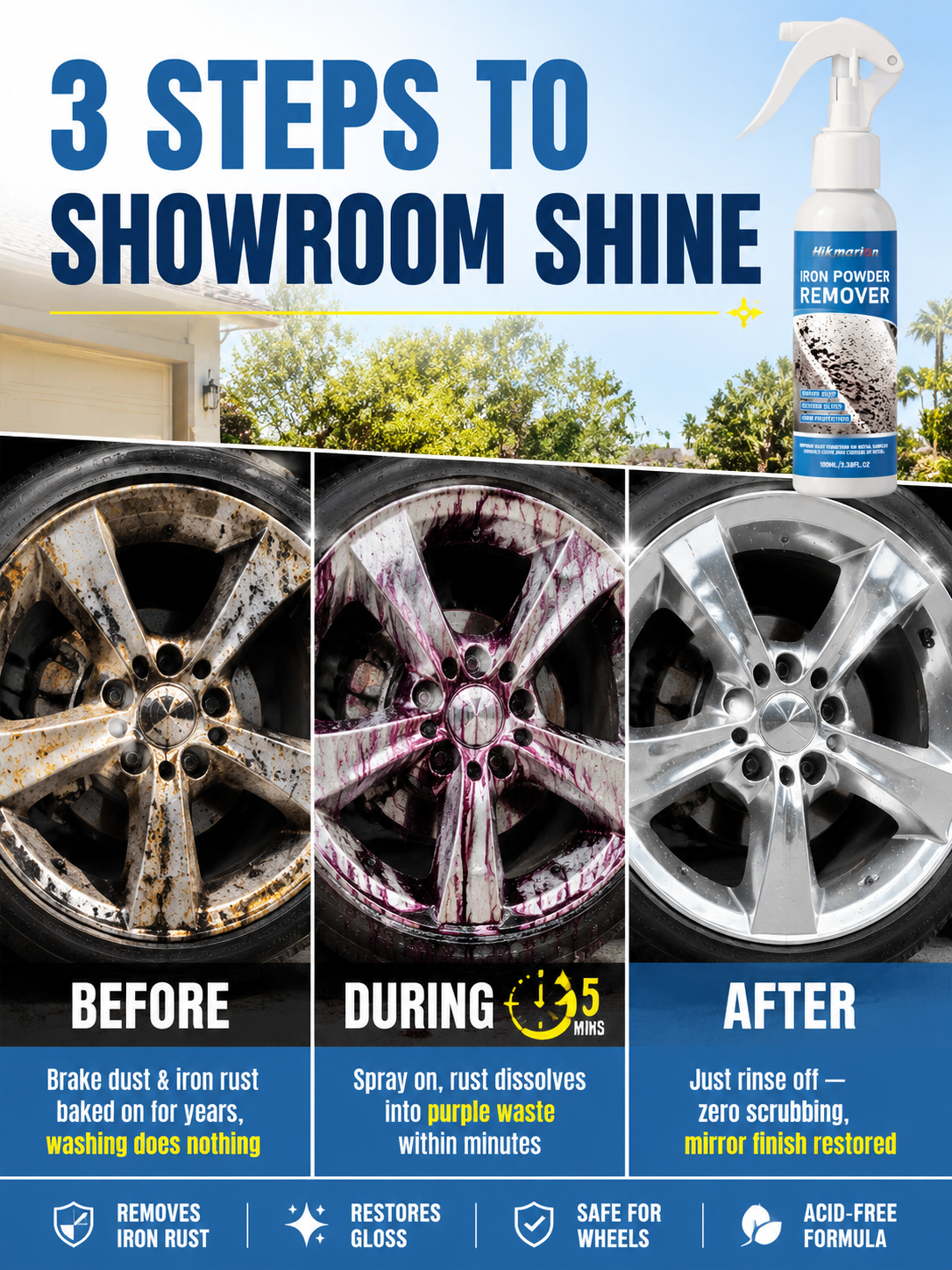 3-Second Rust Remover Spray, 50-Year Anti-Rust, Non-Toxic No Scrubbing