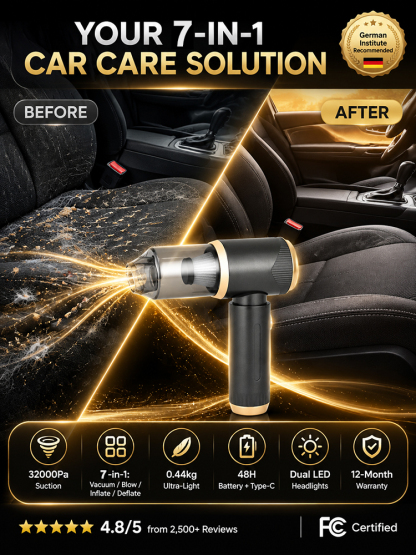 [7-in-1 All-Rounder] Car Vacuum Cleaner with Blowing and Suction Functions