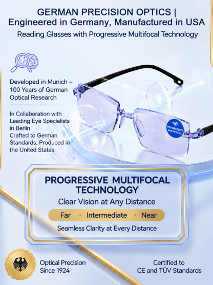 0.01s Auto-Focus, No Eye Exam Needed, 1 Pair of Glasses for Far & Near Use!
