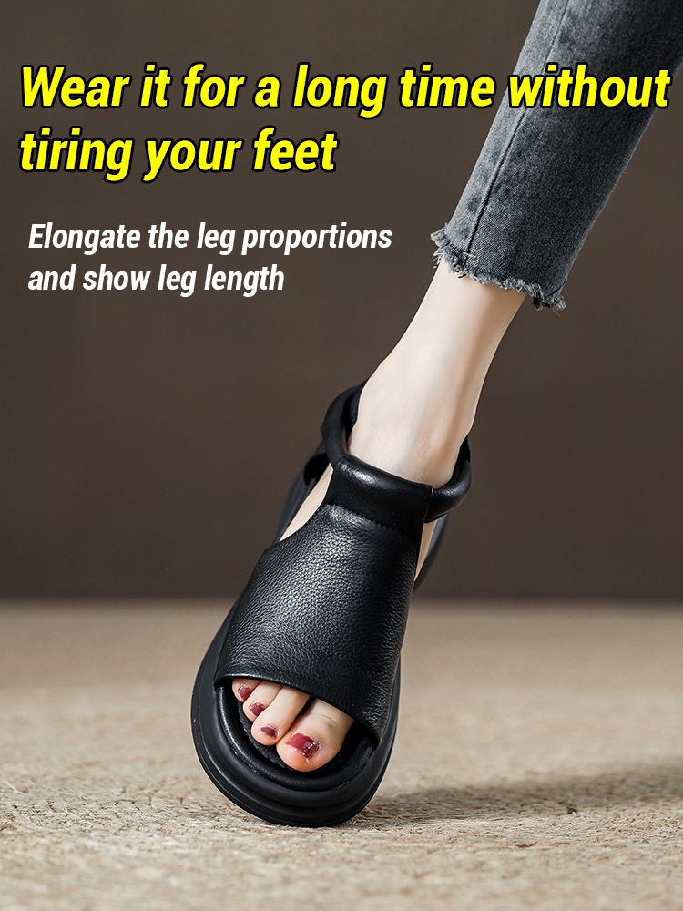 Korean version of thick bottom slope heel open toe sandals