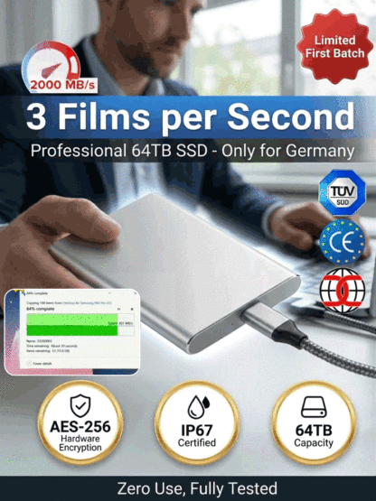 [3 Movies Per Second] Ultra-thin High-speed Solid State Drive