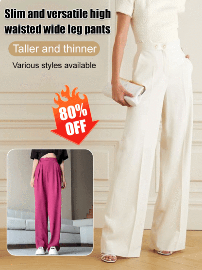 Slim and versatile high waisted wide leg pants