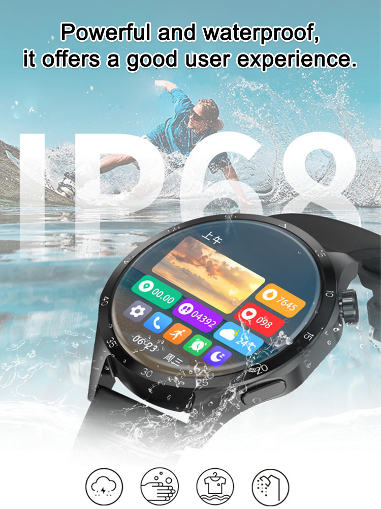Waterproof smartwatch with blood glucose and heart rate monitoring