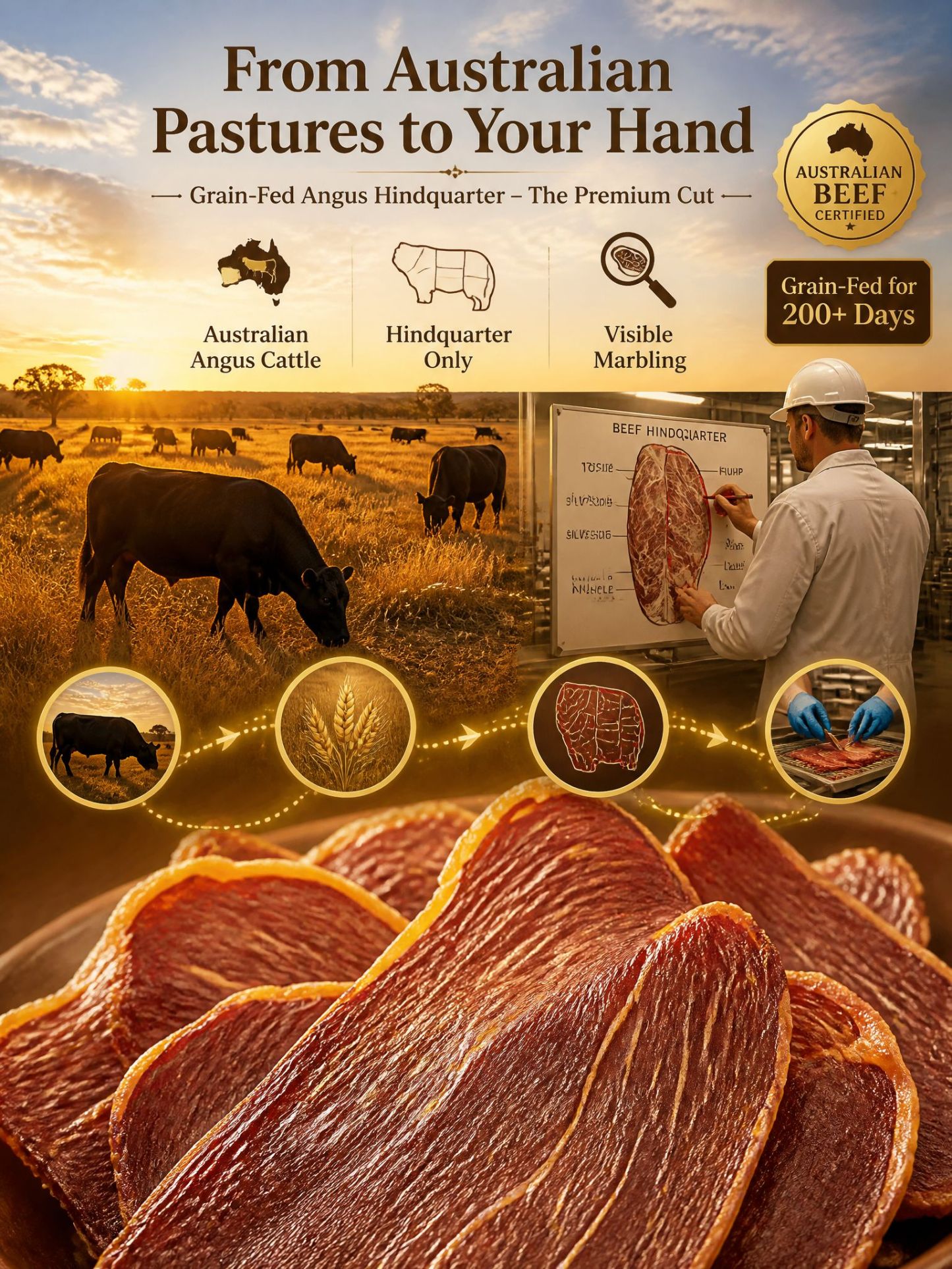 BOGO [Aussie Imported] Premium Angus 🥩 High Protein💪. Thin 1mm Slices, Low-Temp Slow Roasted, Crispy & Milky Flavor in Every Bite