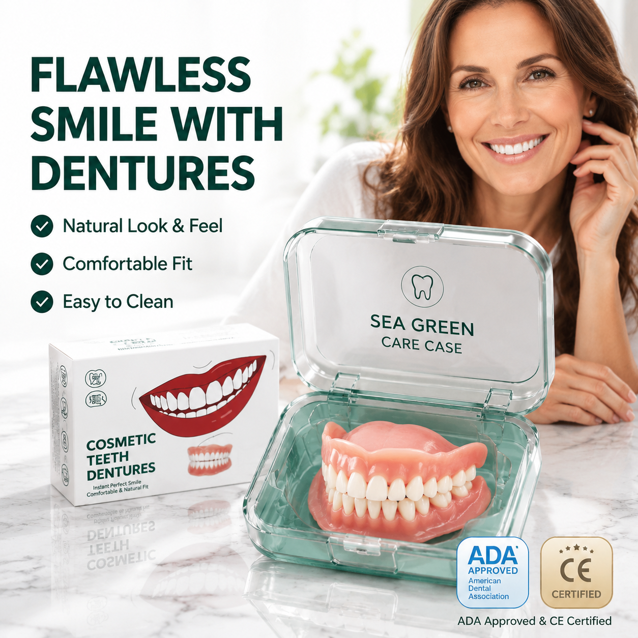 【Recreate the Bite Feeling of Being 20】Confident Smile Luxury Denture Set