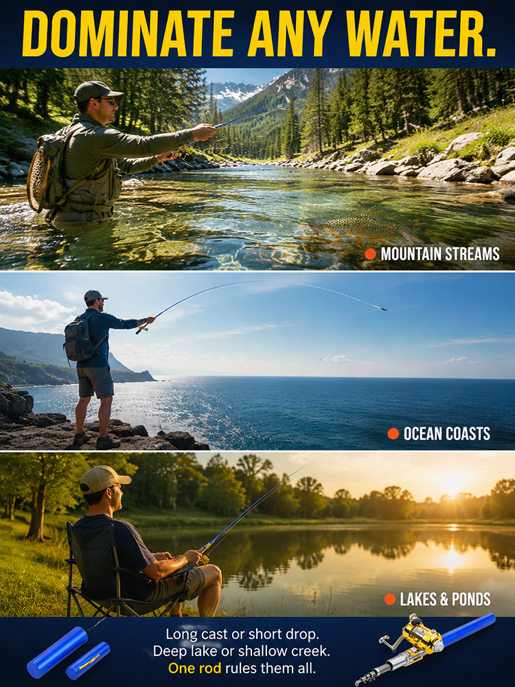 Portable pen fishing rod