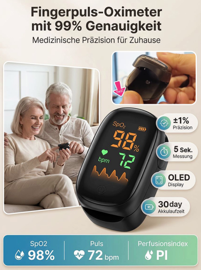 [99% Accuracy] Finger-Clip Pulse Oximeter