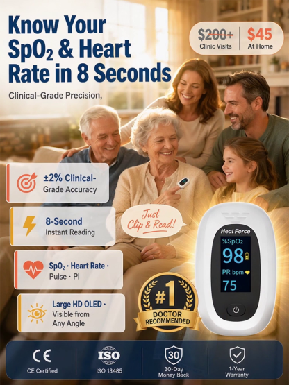 Home-use device for measuring heart rate, pulse rate and blood oxygen level