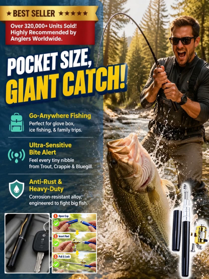 Portable pen fishing rod