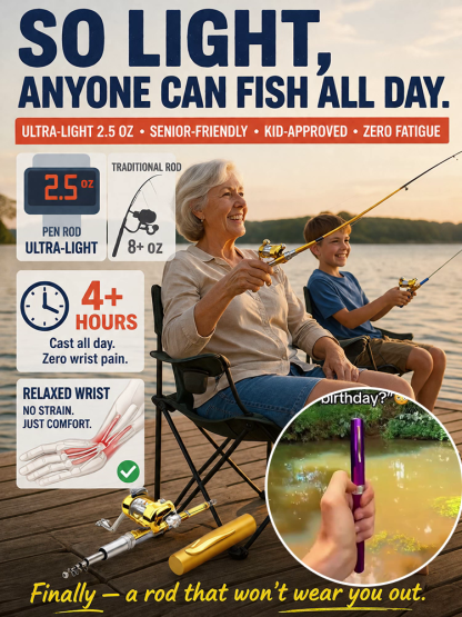 Portable pen fishing rod