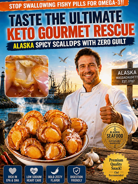 Alaska Spicy Scallops | Natural Omega-3 Source, Keto Friendly Zero Guilt Seafood Snack