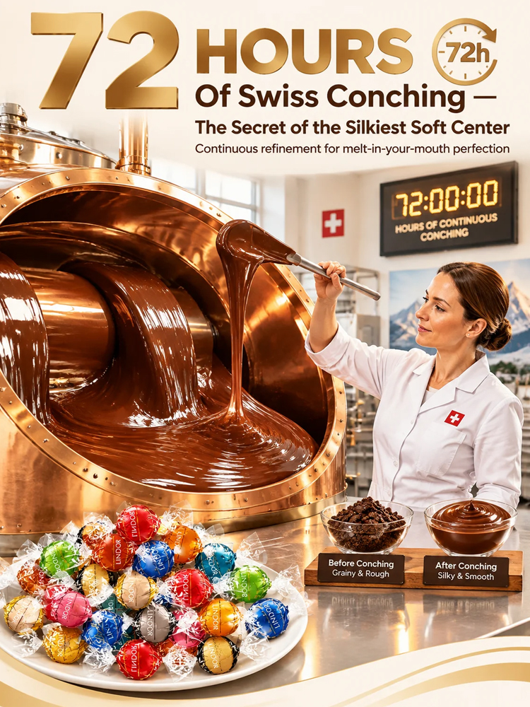 Premium Swiss silky milk chocolate with a soft center