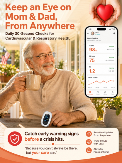 Home-use device for measuring heart rate, pulse rate and blood oxygen level