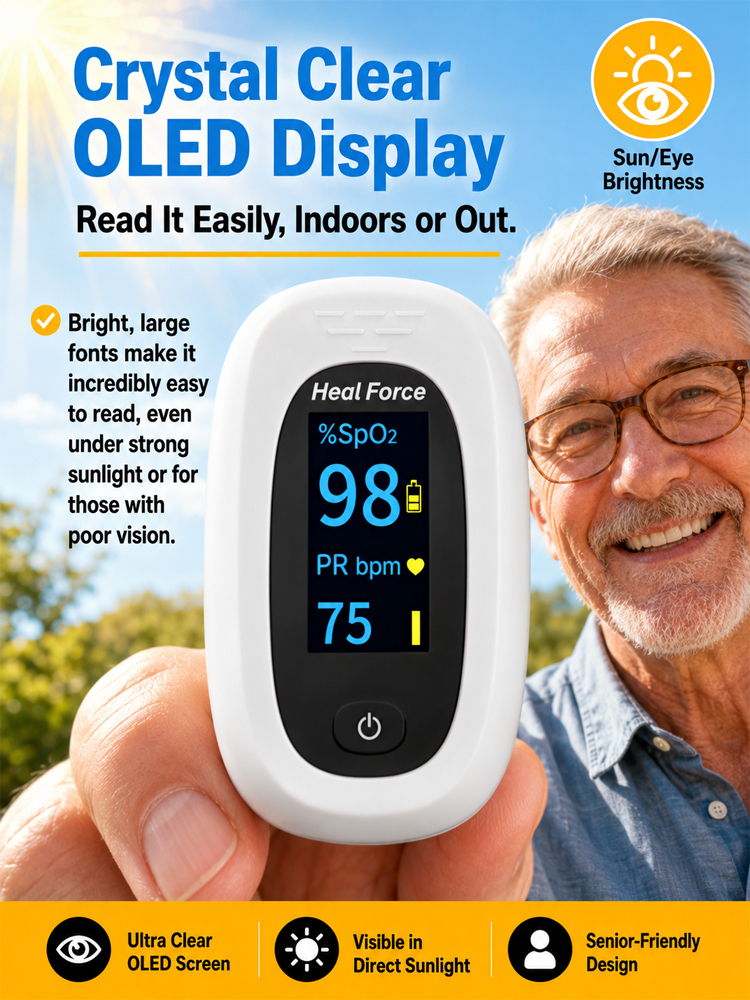 Home-use device for measuring heart rate, pulse rate and blood oxygen level